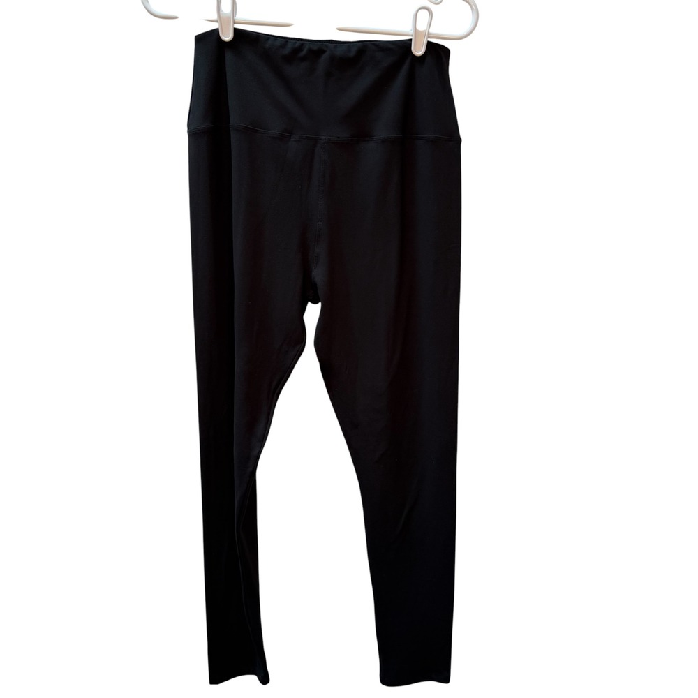 Unbranded Women Black High Waisted Active Leggings Size L/XL Solid Stretch Soft